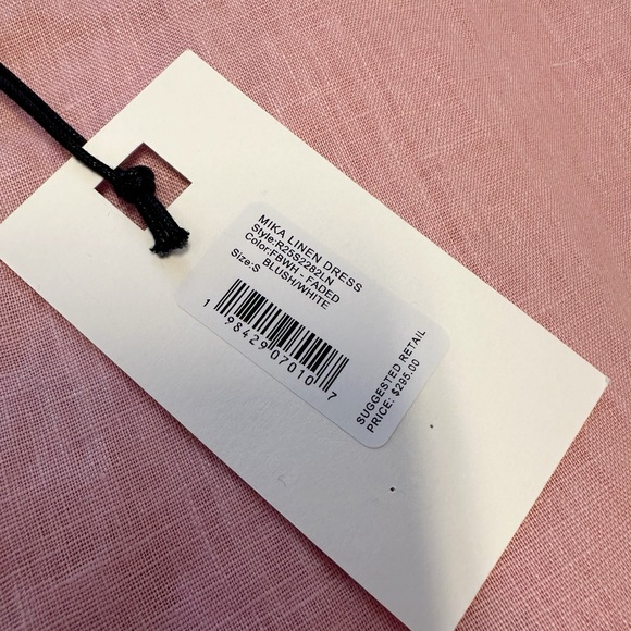 STAUD Mika Linen Dress blush/white size S - Picture 6 of 7